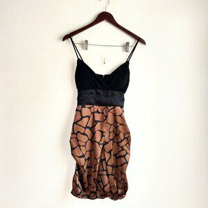Wishes Wishes Wishes brown pattern bow tie cocktail dress